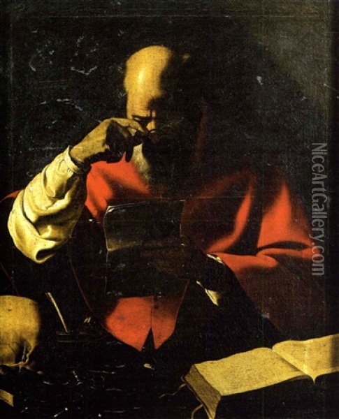 Saint Jerome Lisant Une Lettre Oil Painting - Georges de La Tour