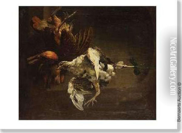 Attribue. Throphee De Chasse. Oil Painting - Cornelis van Lelienbergh