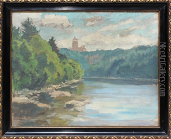 Rybnik U Konopiste Oil Painting - Gustav Macoun