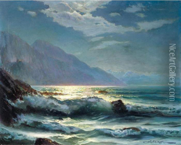 Crimean Coastal Scene Oil Painting - Constantin Alexandr. Westchiloff