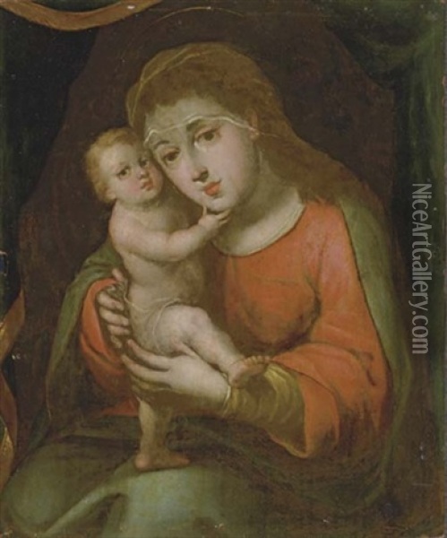 La Virgen Con El Nino Jesus Oil Painting - Gregorio Vasquez de Arce y Ceballos