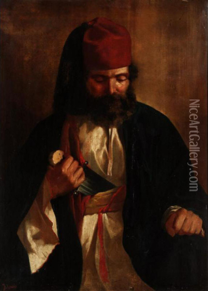 An Arab Guard Oil Painting - James Isiah Lewis