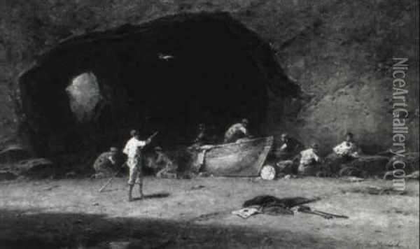 Smuggler's Cave Oil Painting - Harrington Fitzgerald