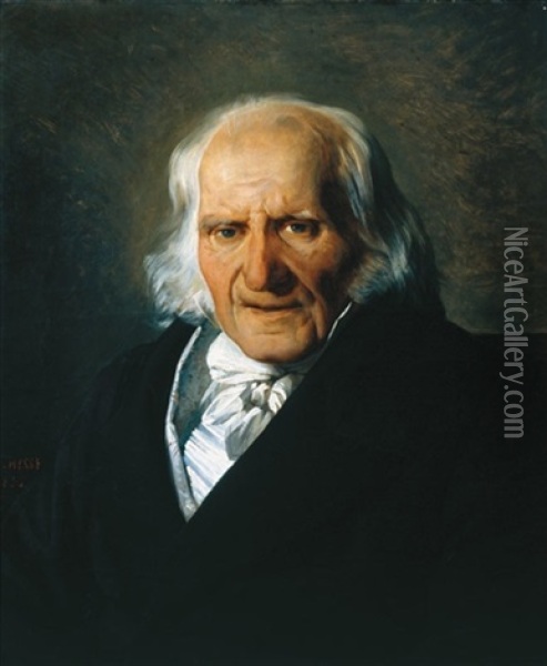 Portrait De Christian Friedrich Samuel Hahnemann Oil Painting - Alexandre-Jean-Baptiste Hesse