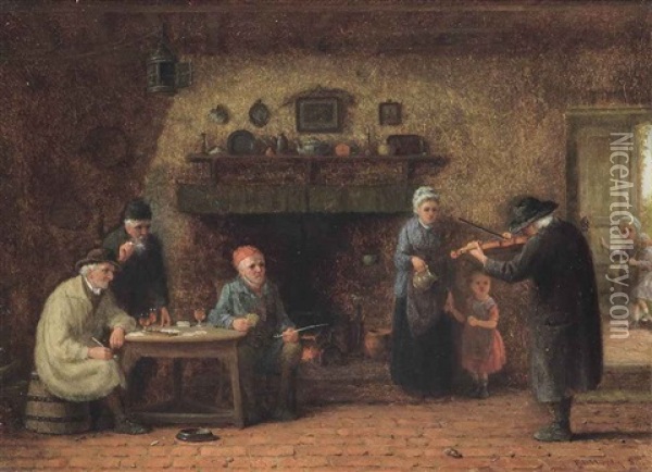 The Travelling Musician Oil Painting - Frederick Daniel Hardy