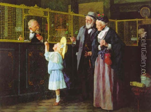 Her First Savings Oil Painting - Louis Charles Moeller