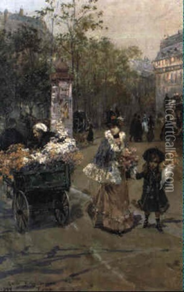 Boulevard A Parigi Oil Painting - Carlo Brancaccio