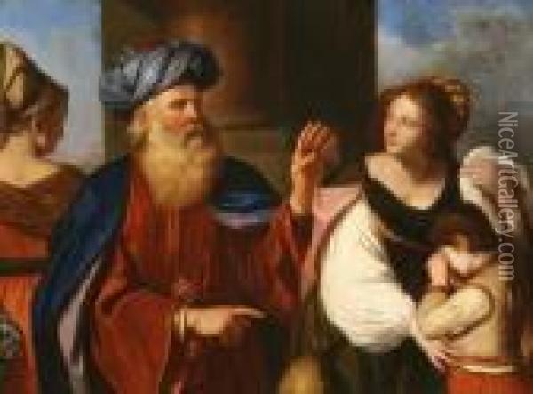 The Expulsion Of Hagar And Ishmael Oil Painting - Guercino
