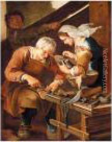 A Cobbler's Shop Oil Painting - Giacomo Francesco Cipper