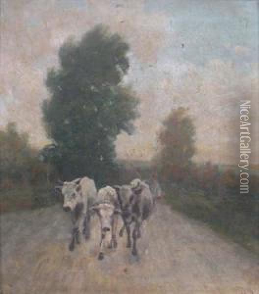 Return From The Pasture Oil Painting - Nicolae Petrescu Mogos
