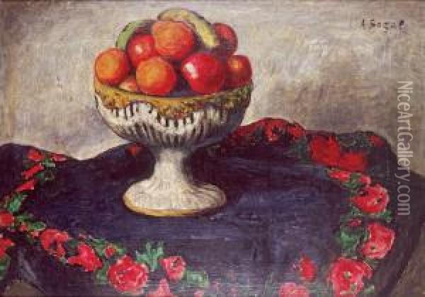 Still Life Of Fruit And Flowers Oil Painting - Arthur Segal