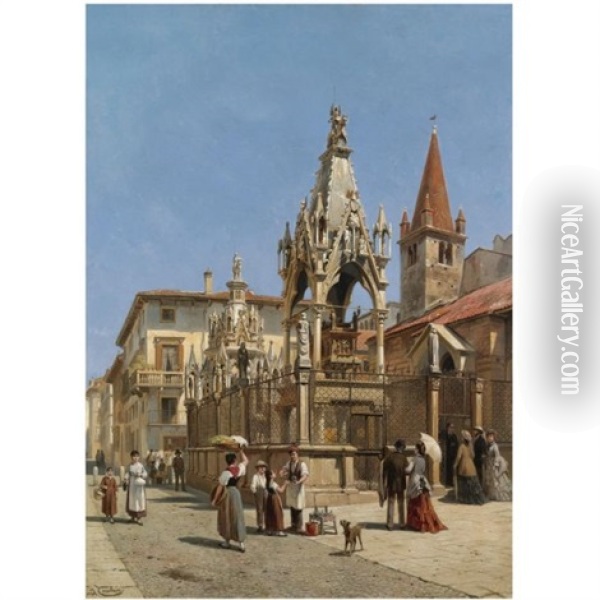 The Arche Scaligere, Verona Oil Painting - Jacques Francois Carabain