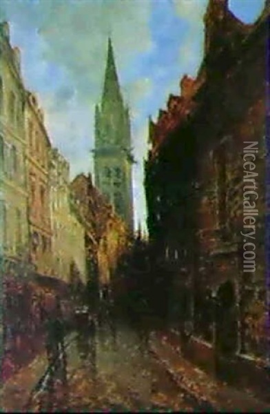 Rue De L'eglise A Caen Oil Painting - Frank Myers Boggs