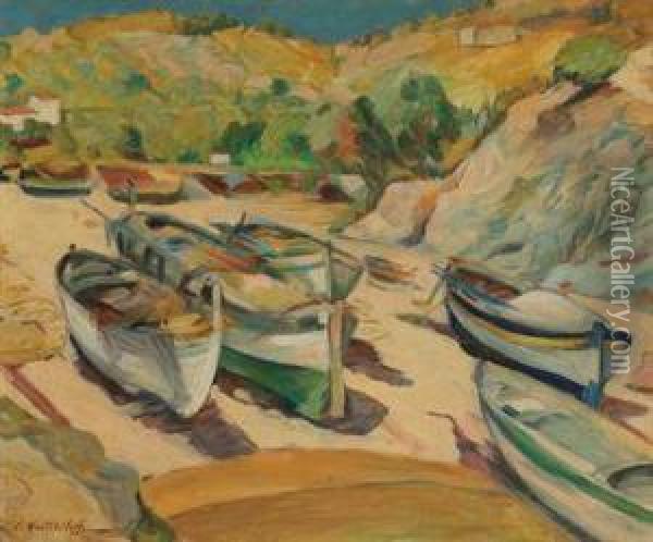 Fishing Village Oil Painting - Constantin Alexandr. Westchiloff