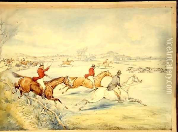 Hunting Scenes Full Cry Oil Painting - Henry Thomas Alken