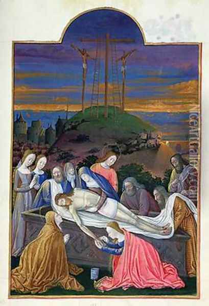 The Entombment of Christ with the Virgin Oil Painting - Pol de Limbourg