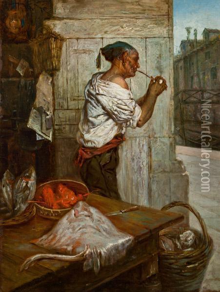 Venezianischer Fischer Oil Painting - Tito Conti