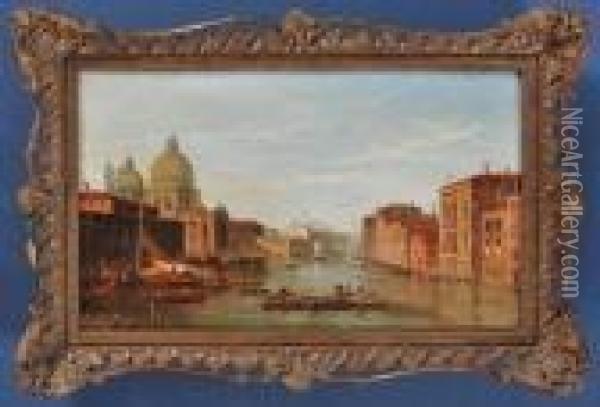 Two Views Of The Grand Canal, Venice Oil Painting - Alfred Pollentine