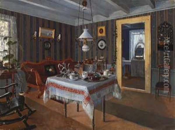 Interior Fra Et Skipperhus Oil Painting - Lauritz Haaland