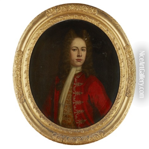 Portrait Of A Gentleman In A Red Coat Oil Painting - William Aikman