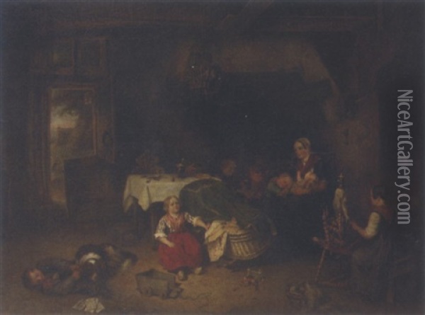 A Harmonious Family Oil Painting - Jan Fabius
