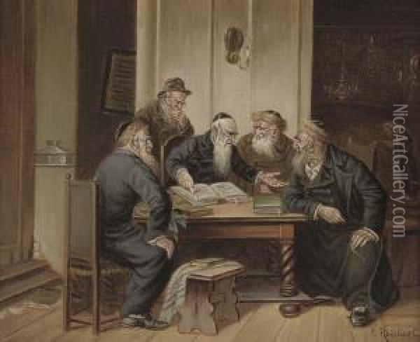 A Scholarly Debate Oil Painting - Franz Heinrich Reichert