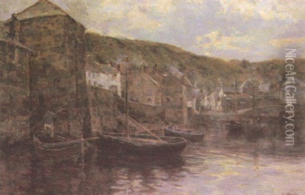 Evening In Polperro Oil Painting - Tom Clough