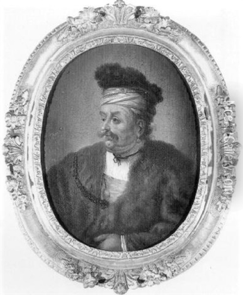 Portrait D'un Dignitaire Ottoman Oil Painting - Jean-Baptiste Leprince