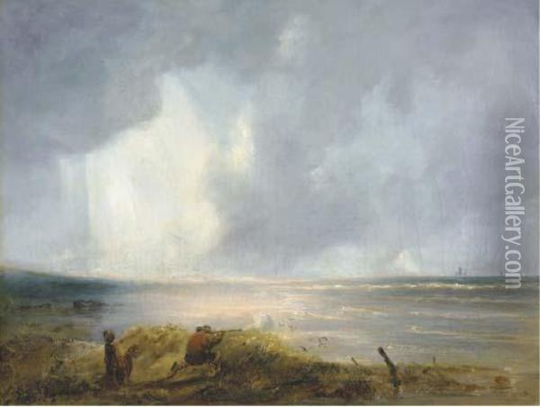 Hunting Along The Seashore Oil Painting - Albert Van Beest