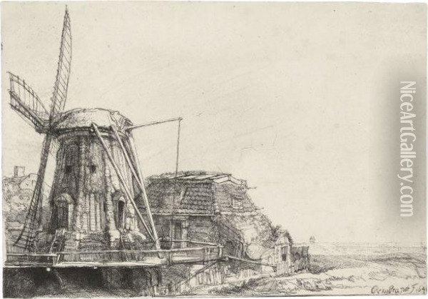 The Windmill Oil Painting - Rembrandt Van Rijn