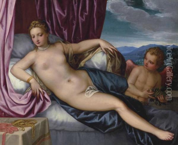 I Venus And Cupid Oil Painting - Hans Rottenhammer