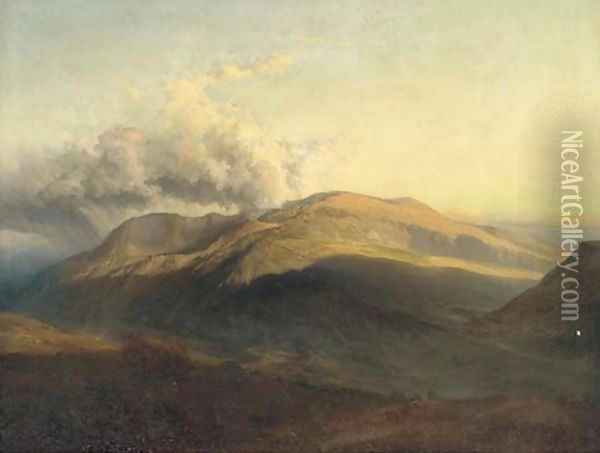 A view accross the Malvern Hills Oil Painting - English School