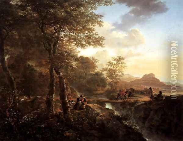 Italian Landscape with Draughtsman 1650 Oil Painting - Jan Both