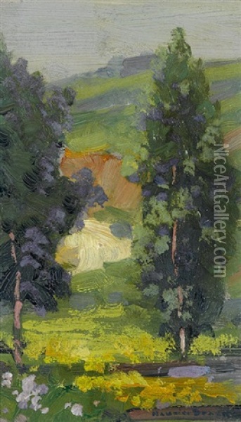 Trees And Distant Wash Oil Painting - Maurice Braun