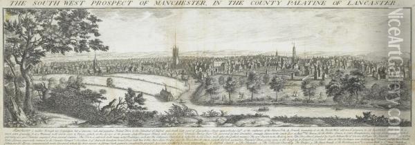 The South West Prospect Of Manchester In The County Palatine Of Lancaster Oil Painting - Samuel