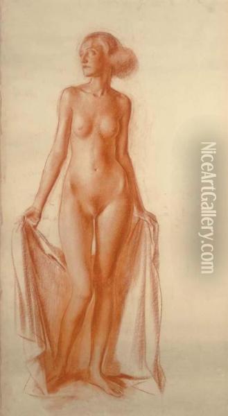 Standing Female Nude Oil Painting - Alexander Evgenievich Yakovlev