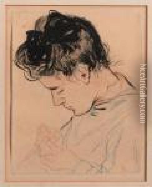 A Portrait Of The Artist's Sister, Antje Oil Painting - Leo Gestel