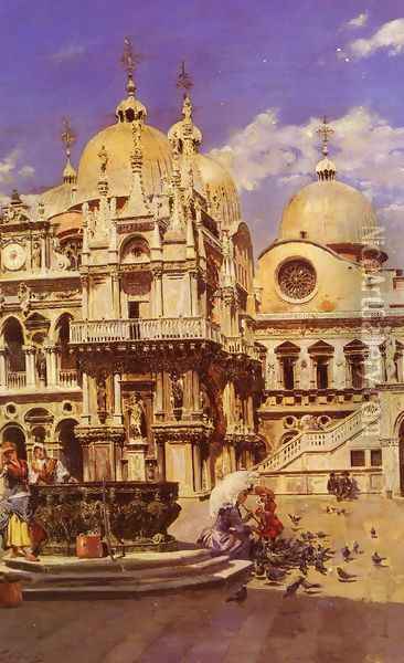 Piazza San Marco Oil Painting - Ulpiano Checa y Sanz
