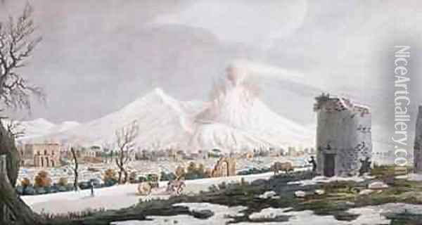 Vesuvius in Snow Oil Painting - Pietro Fabris