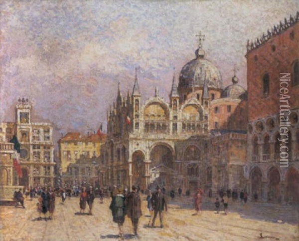 San Marco Te Venetie Oil Painting - Sophus Theobald Levinsen