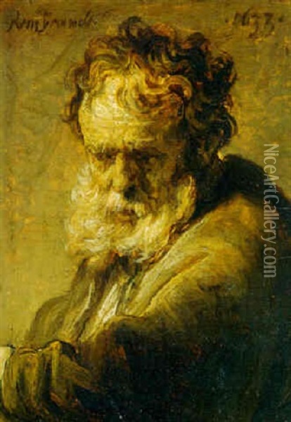 Bust-length Portrait Of An Old Man With A Beard Oil Painting -  Rembrandt van Rijn