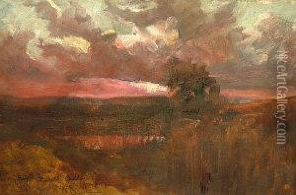 Skyscape At Dusk Oil Painting - Robert Russell Macnee
