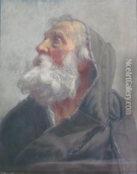 Old Man In Hooded Cloak Oil Painting - Frederick Sandys