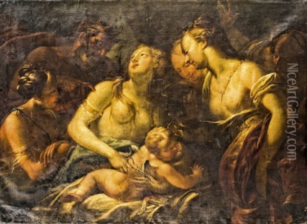 Venusz Megbunteti Amort Oil Painting - Pietro (Libertino) Liberi