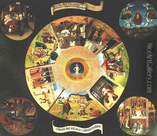Seven Deadly Sins or The Table of Wisdom Oil Painting - Hieronymous Bosch