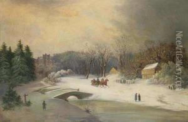 A Winter Landscape Oil Painting - Vilem Stroeminger