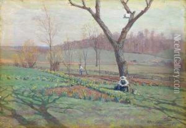 Planting The Garden Oil Painting - William Anderson Coffin