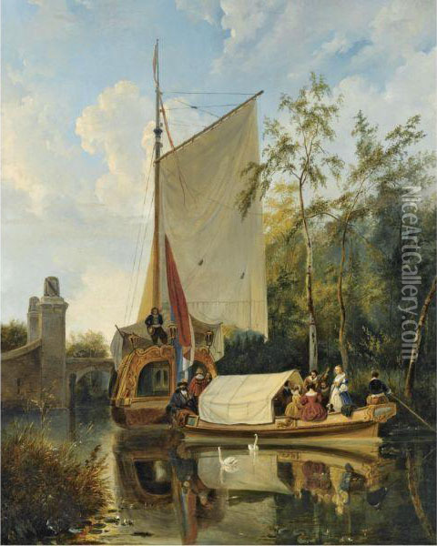 The Boating Party Oil Painting - Wijnandus Johannes Josephus Nuijen