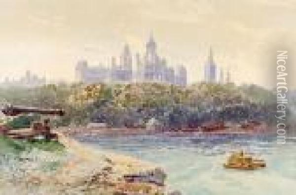 Parliament Buildings From Major's Hill,ottawa Oil Painting - Henry Martin