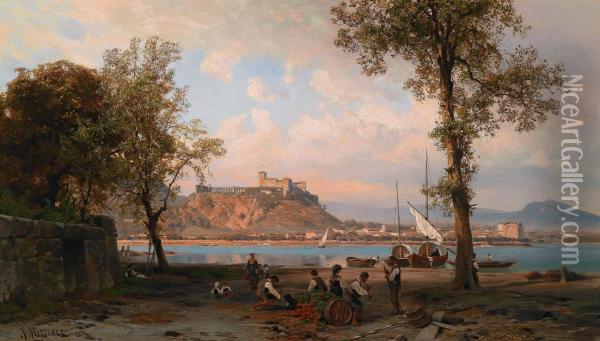 Veduta Di Angera Sul Lago Maggiore Oil Painting - Alfred Metzener